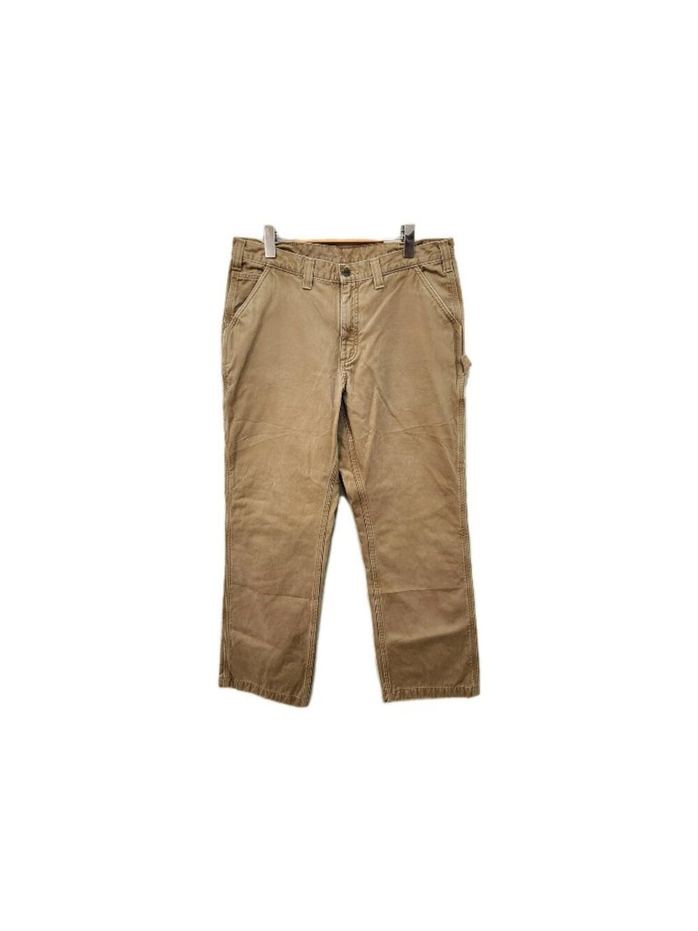 Vintage Carhartt Carpenter Pants Relaxed Fit Tan Plaid Flannel Lined Mens 36x30